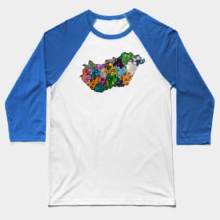 Spirograph Patterned Hungary Counties Map Baseball T-Shirt